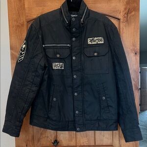 Affliction Men's Black Military Jacket